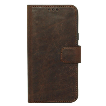 Book Case for iPhone 12 mini dark brown leather MAVIS