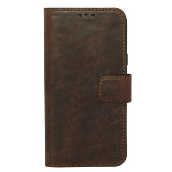 Book Case for iPhone 12 Pro Max dark brown leather MAVIS